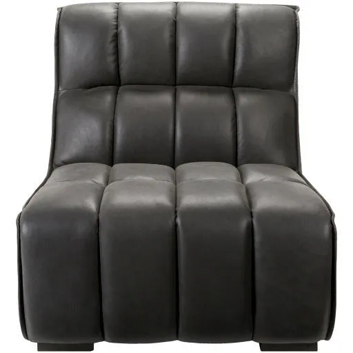 Surya Belfort Modern Channeled Black Leather Accent Chair
