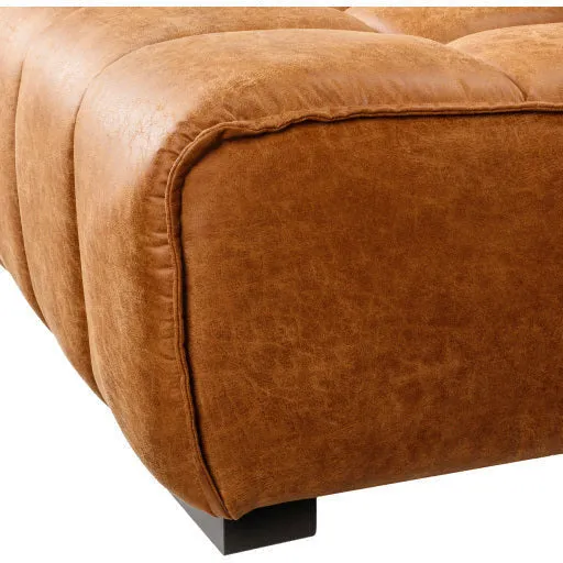 Surya Belfort Modern Channeled Cognac Brown Bonded Leather Accent Chair