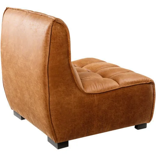 Surya Belfort Modern Channeled Cognac Brown Bonded Leather Accent Chair