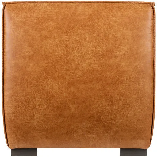 Surya Belfort Modern Channeled Cognac Brown Bonded Leather Accent Chair