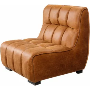 Surya Belfort Modern Channeled Cognac Brown Bonded Leather Accent Chair