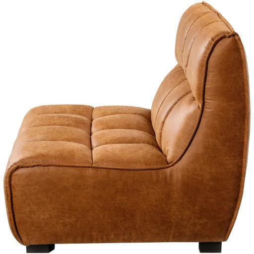 Surya Belfort Modern Channeled Cognac Brown Bonded Leather Accent Chair