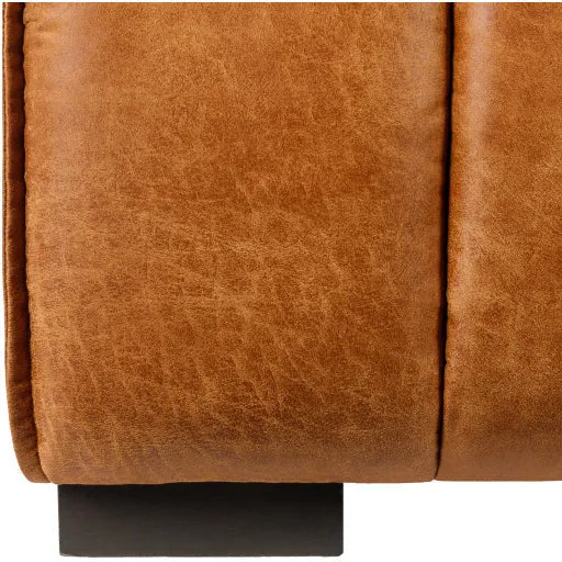 Surya Belfort Modern Channeled Cognac Brown Bonded Leather Accent Chair