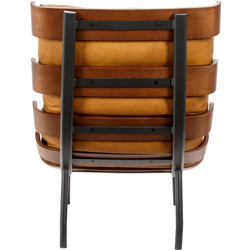 Surya Laval Modern Channeled Cognac Leather Lounge Accent Chair