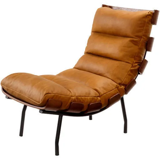 Surya Laval Modern Channeled Cognac Leather Lounge Accent Chair