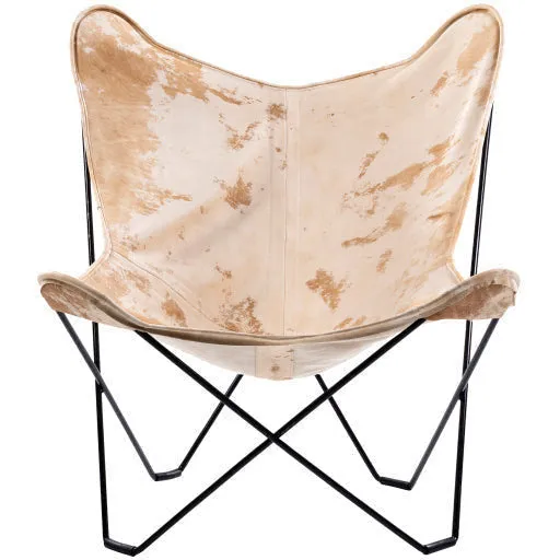 Surya Nizhoni Modern Leather Sling Chair With Black Metal Legs