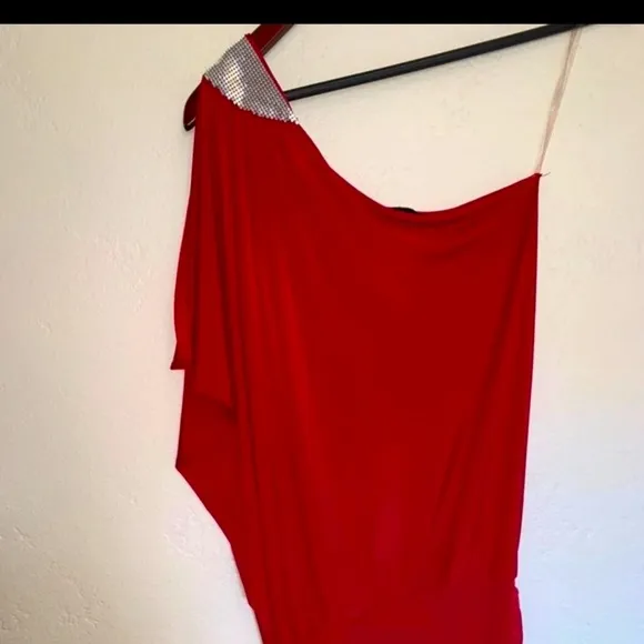 Symphony One Shoulder Red Cocktail Dress