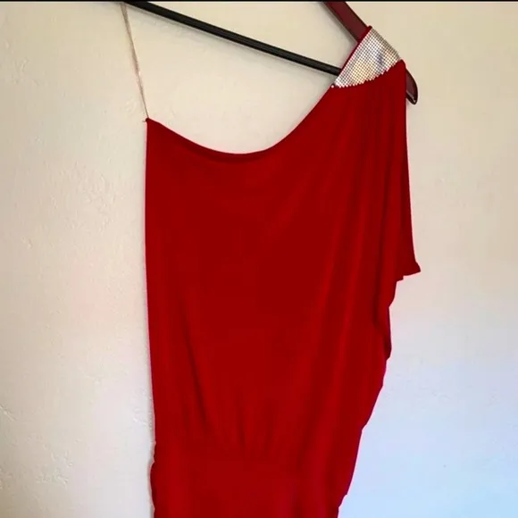 Symphony One Shoulder Red Cocktail Dress