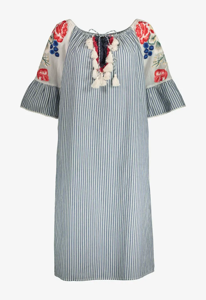 Tassel Embroidered Midi Dress
