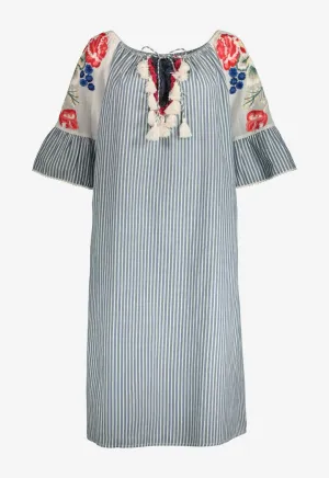 Tassel Embroidered Midi Dress