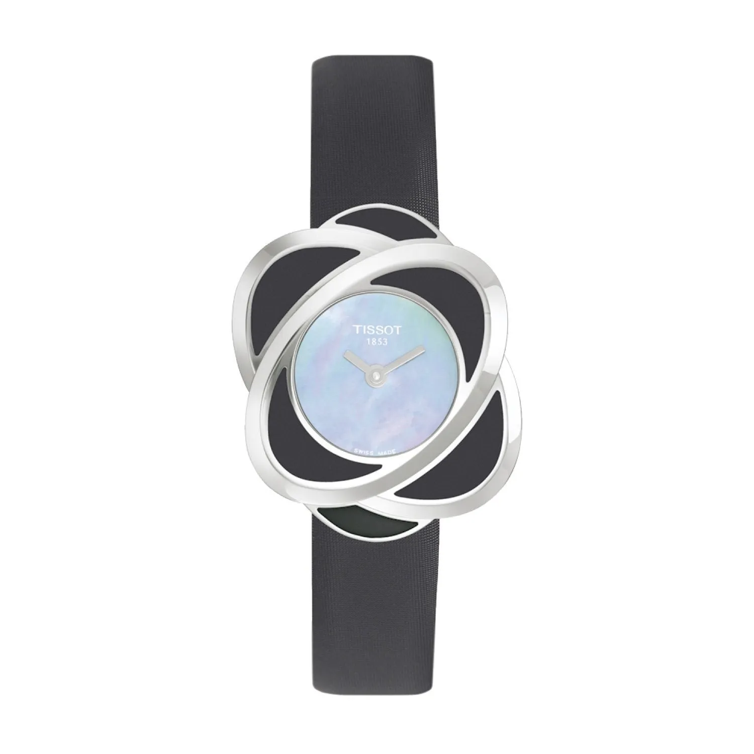 Tissot 12mm Flower Power Black Textile Over Leather Strap without Buckle