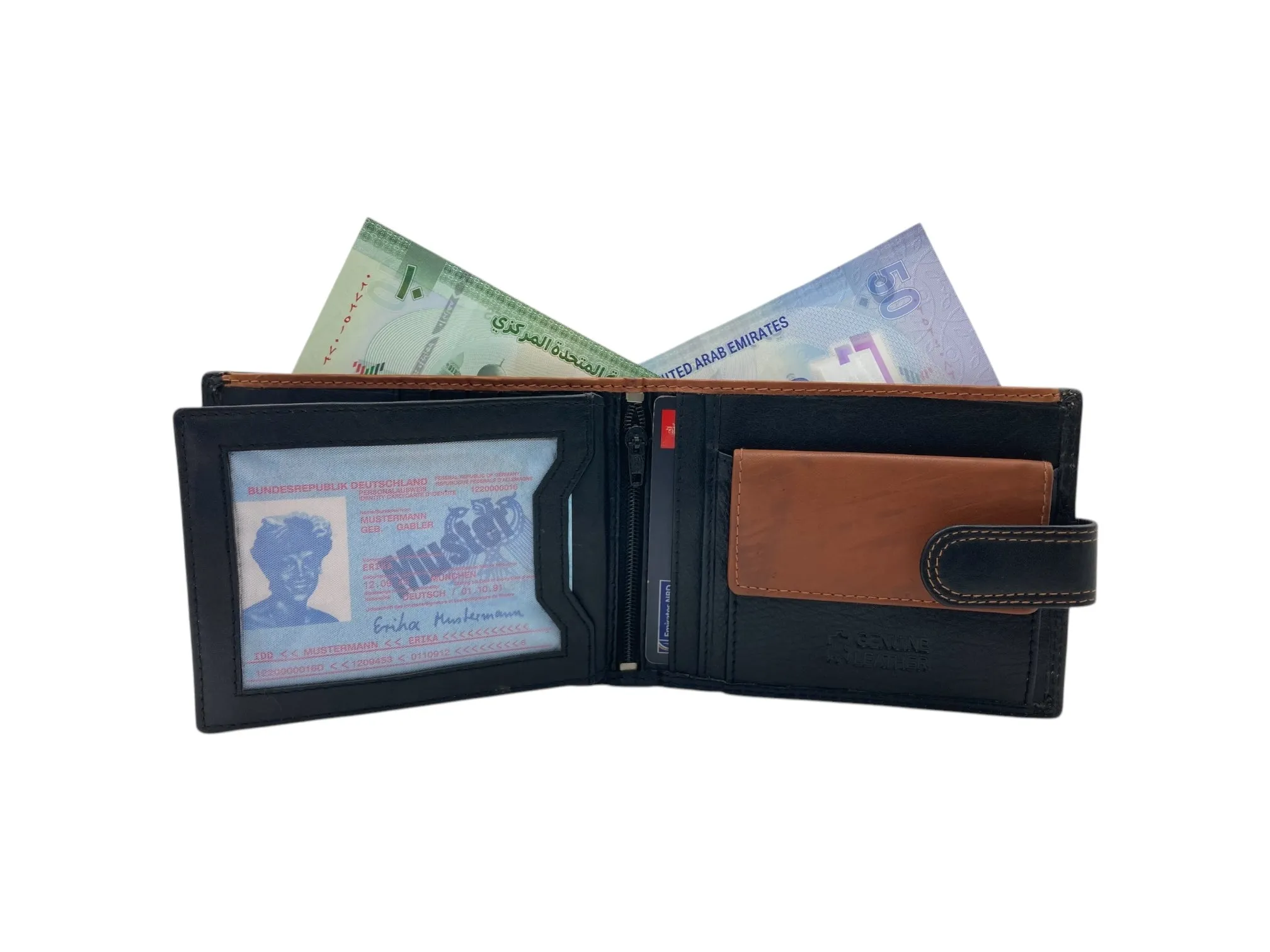 Top Grain Napa Leather Card & Coin Billfold Wallet # 1909L