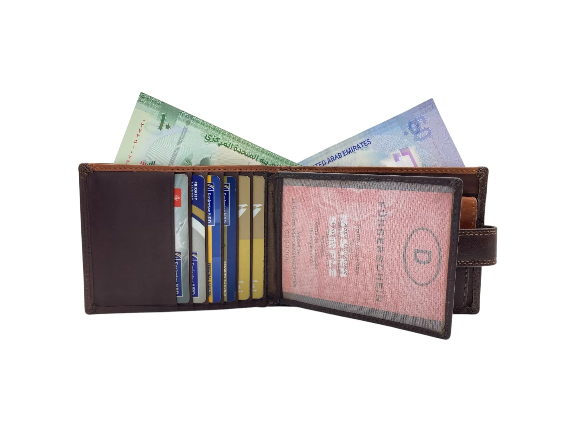Top Grain Napa Leather Card & Coin Billfold Wallet # 1909L