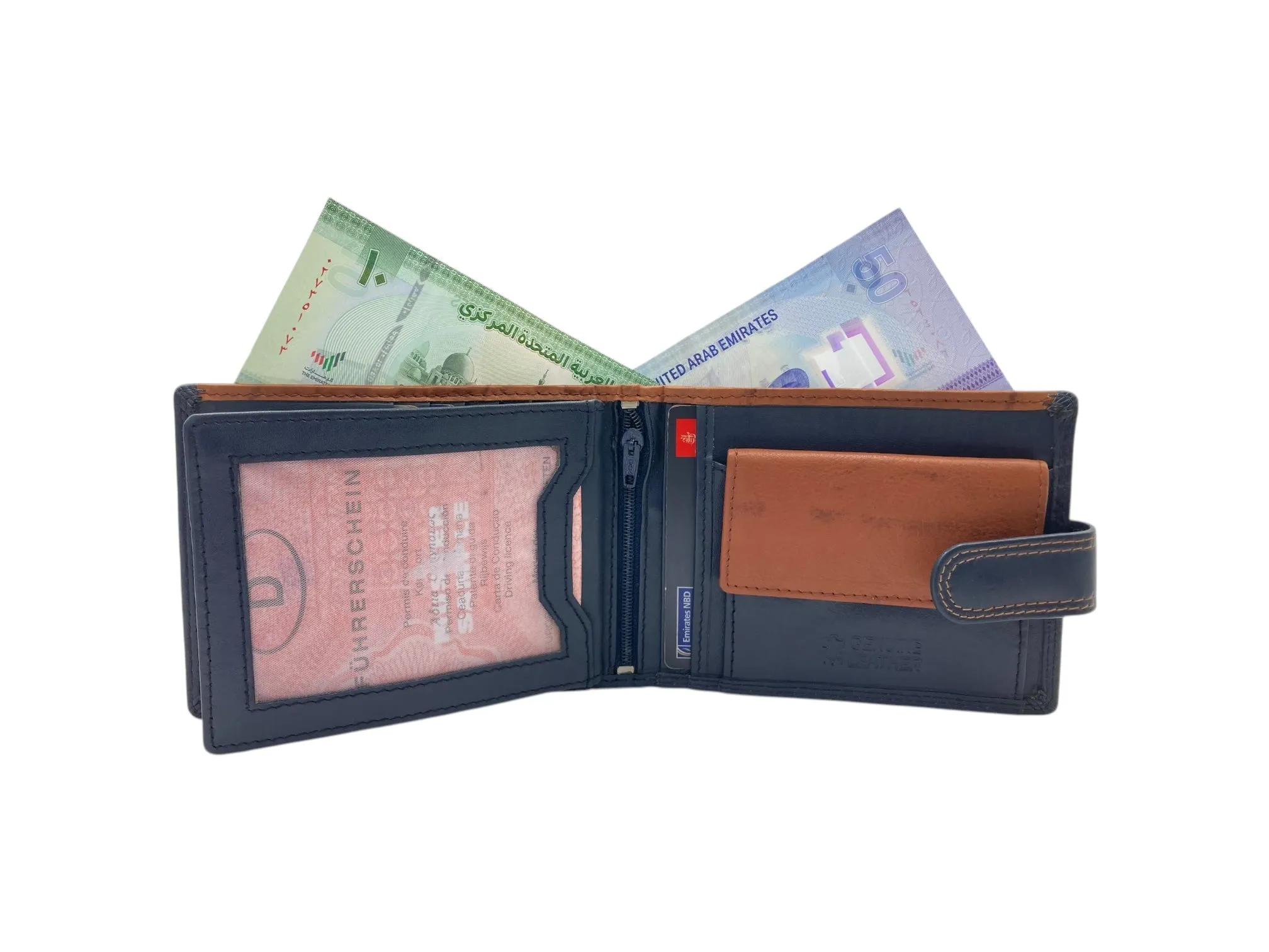 Top Grain Napa Leather Card & Coin Billfold Wallet # 1909L