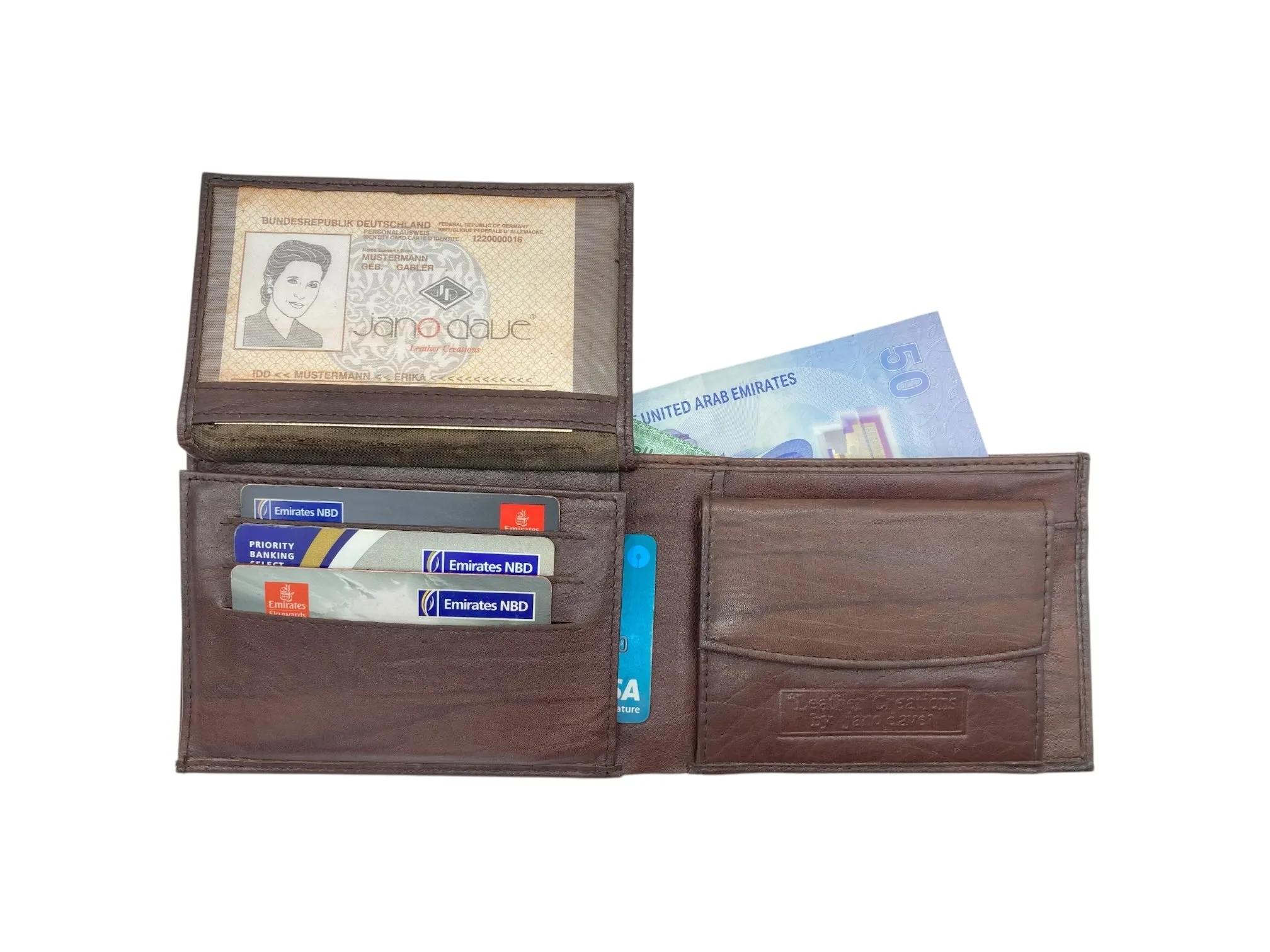 Top Grain Napa Leather Card & Coin Billfold Wallet # JD-1816