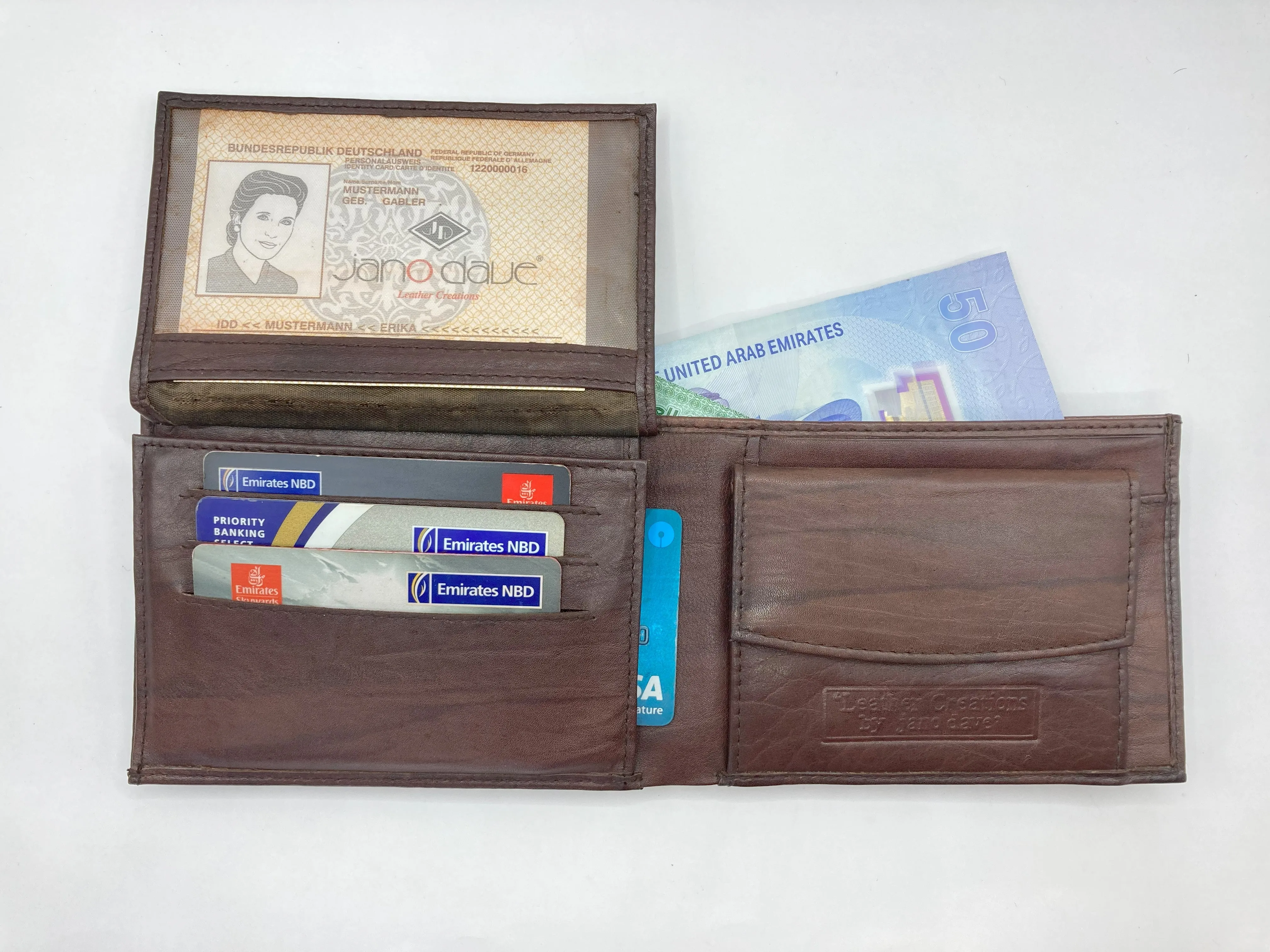 Top Grain Napa Leather Card & Coin Billfold Wallet # JD-1816