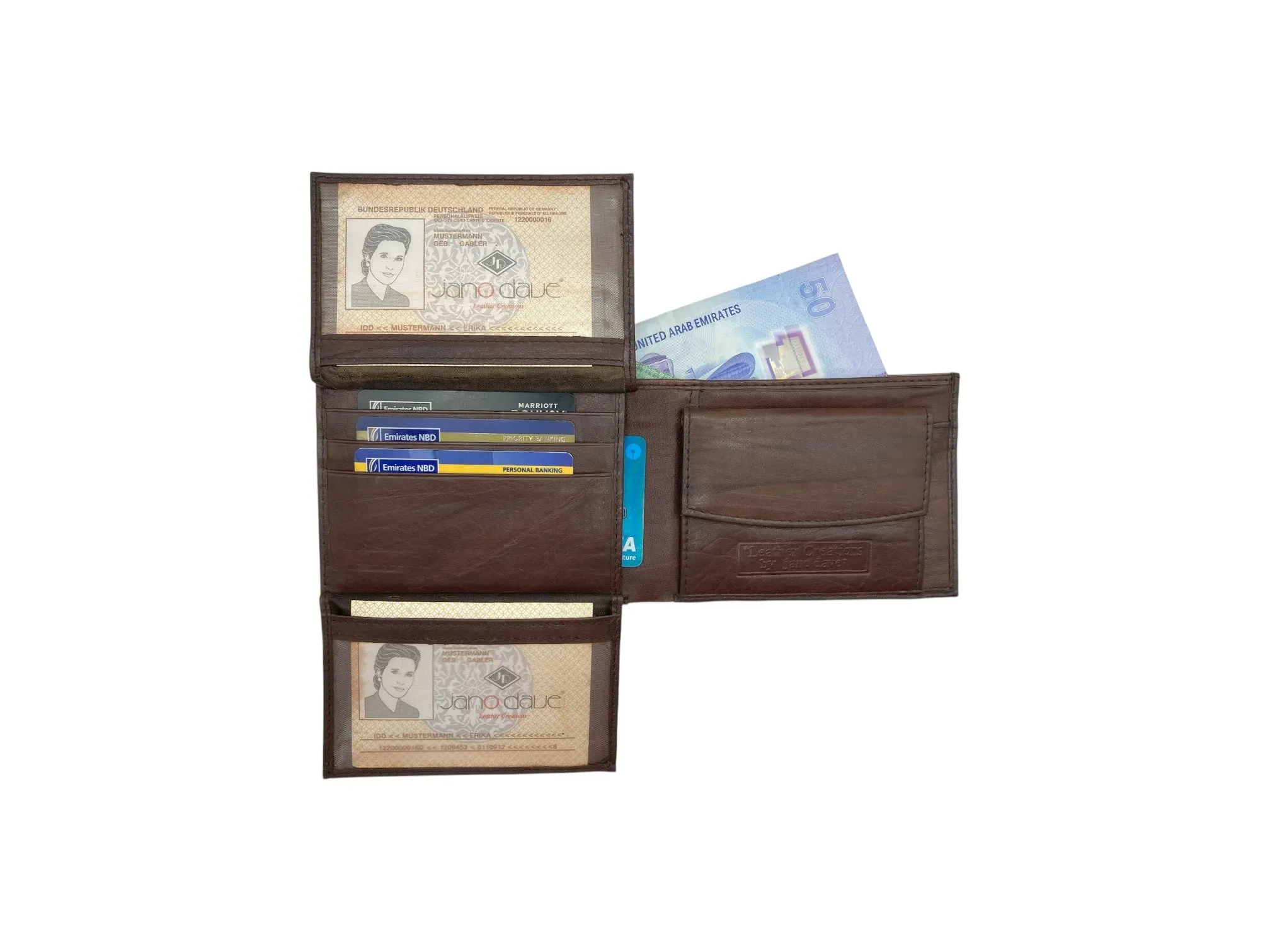 Top Grain Napa Leather Card & Coin Billfold Wallet # JD-1816