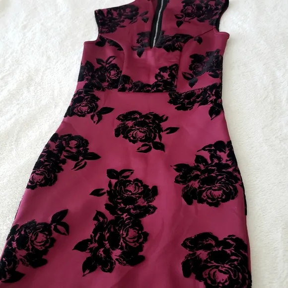 Trixxi Maroon Floral Cocktail Mini Dress, 1