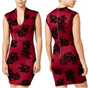Trixxi Maroon Floral Cocktail Mini Dress, 1
