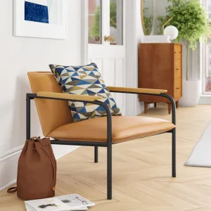 Twinar 26.77" Wide Lounge Chair 17 Stories Leg Color: Black/Natural Leather Type: Camel Faux Leather