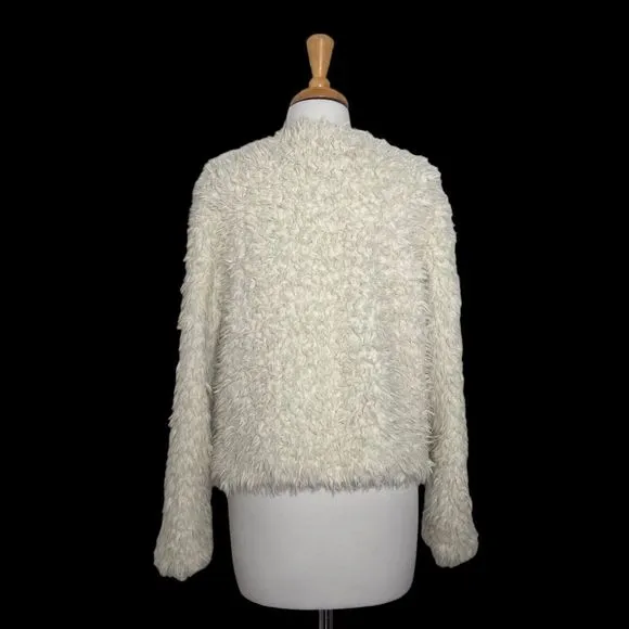 VANS Faux Fur Jacket Coat Women Size S Small White Lined Hook &amp; Loop Closure
