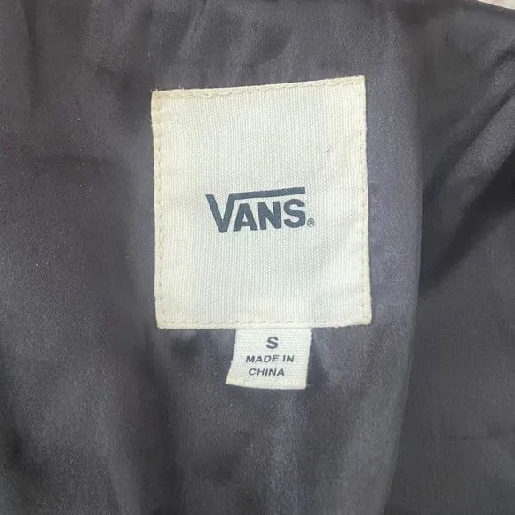 VANS Faux Fur Jacket Coat Women Size S Small White Lined Hook &amp; Loop Closure