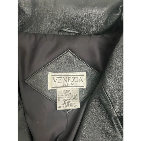 Venezia Vitale Women’s Black Geniune Leather Lined Coat Size CO
