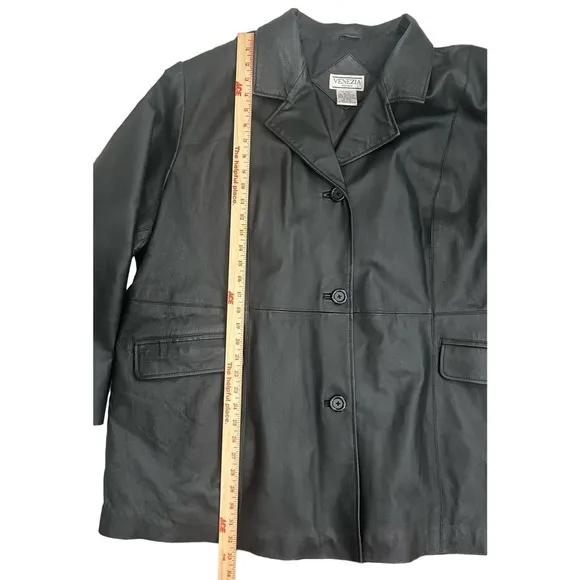 Venezia Vitale Women’s Black Geniune Leather Lined Coat Size CO