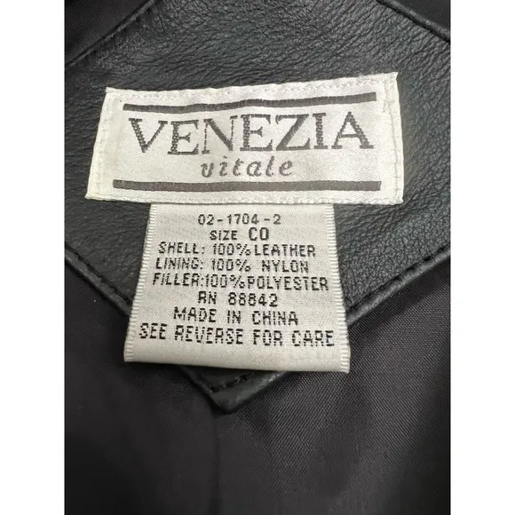 Venezia Vitale Women’s Black Geniune Leather Lined Coat Size CO