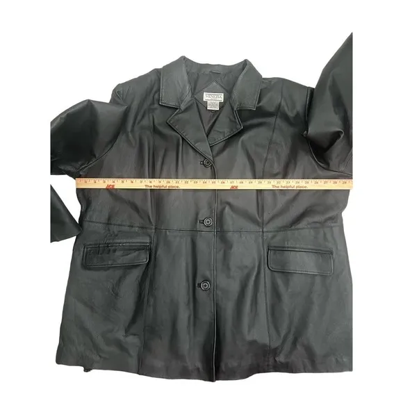 Venezia Vitale Women’s Black Geniune Leather Lined Coat Size CO