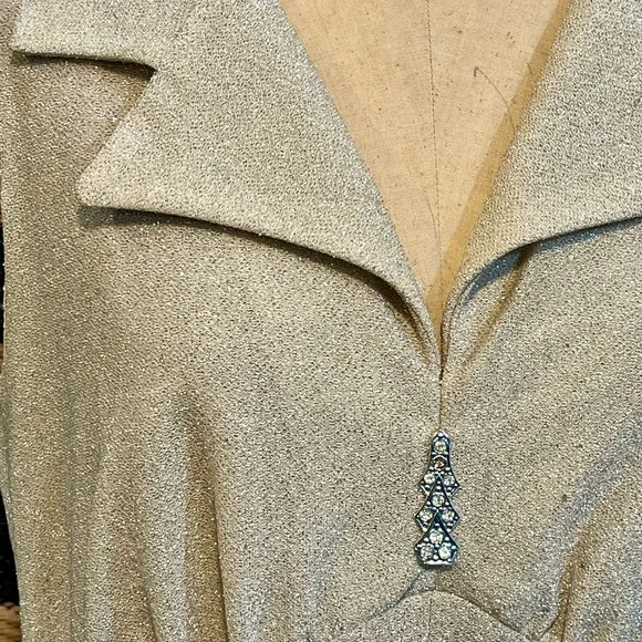 VINTAGE 60s 70s MOD gold metallic formal‎ evening gown cocktail dress long maxi