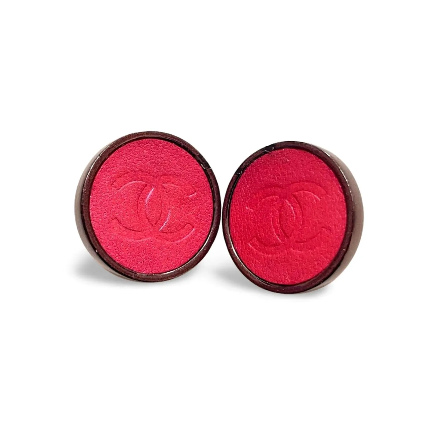 Vintage CHANEL pink and purple frame earrings with CC mark. Mod and chic jewelry. 060123ac1