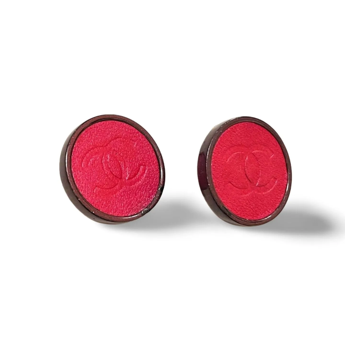 Vintage CHANEL pink and purple frame earrings with CC mark. Mod and chic jewelry. 060123ac1