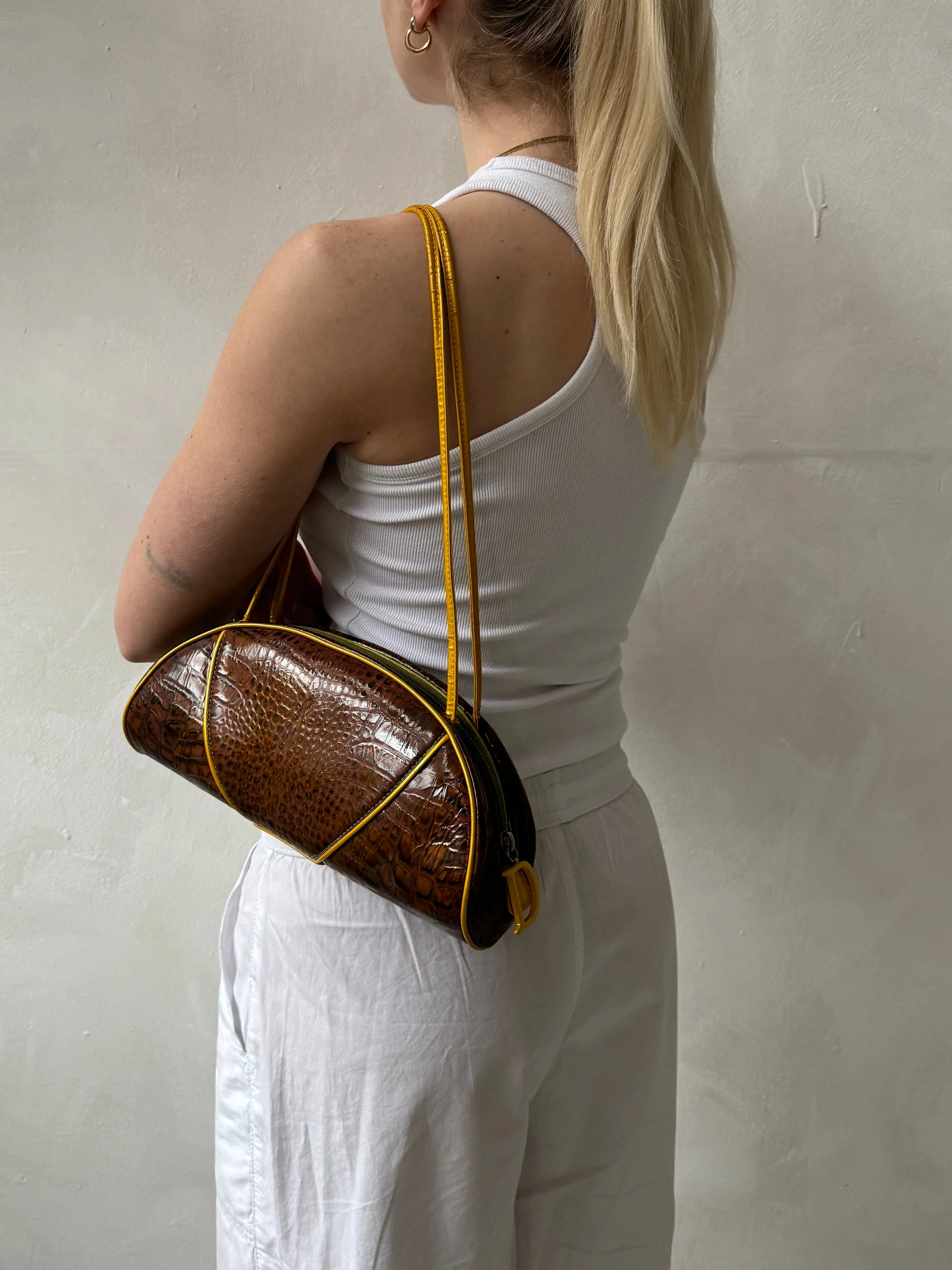 Vintage Christian Dior Embossed Patent Leather Handbag (2000)