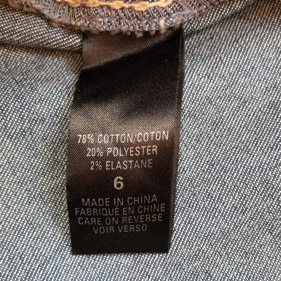 Vintage Elie Tahari Flared Denim Blue Jeans Faux Leather Trim Women’s 6 EUC