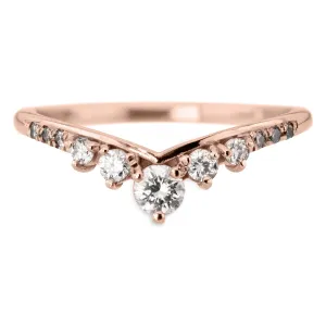 White and Grey Diamond Wedding Ring, Duchess Setting, 14k Rose Gold