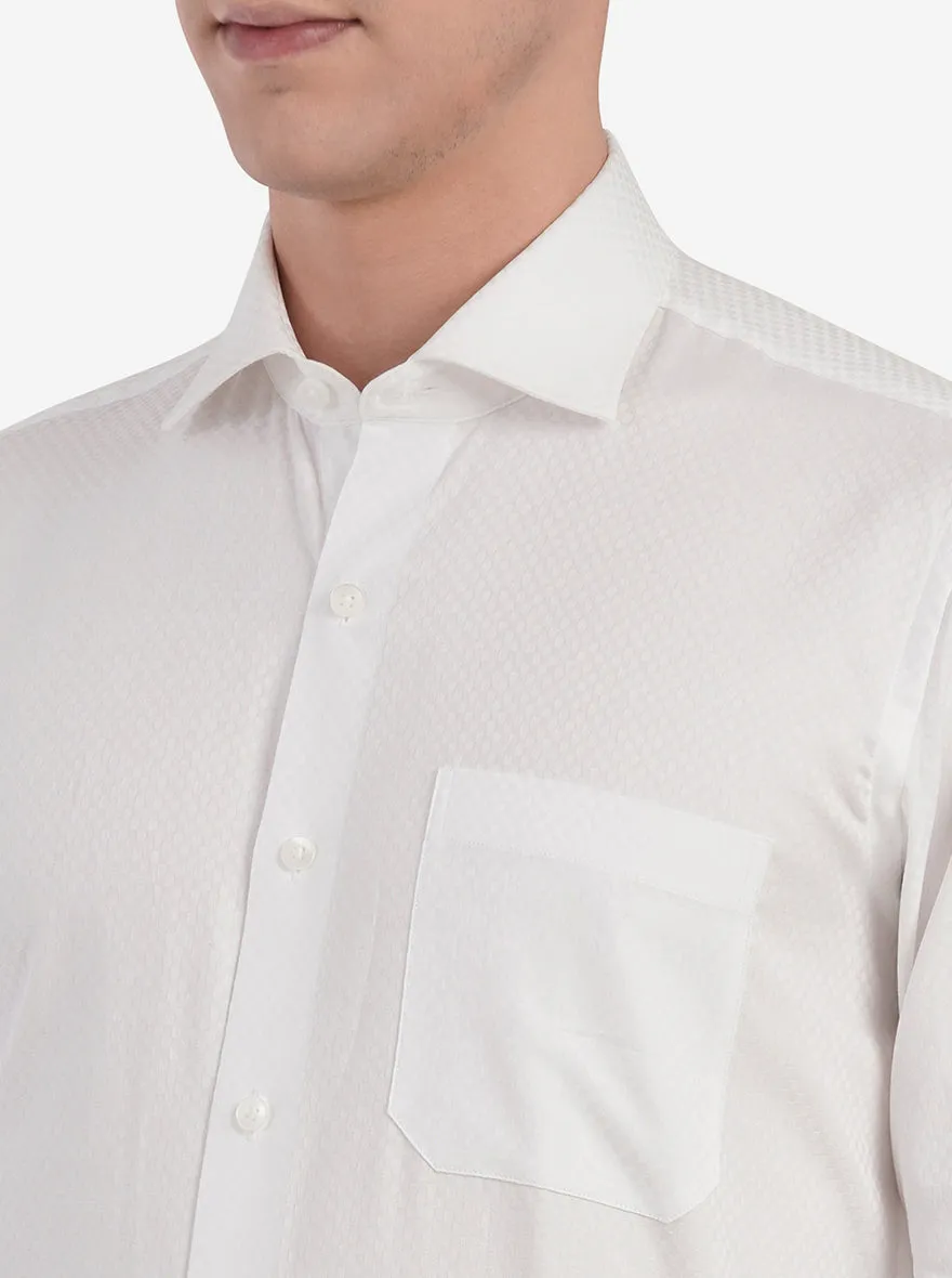 White Dobby Slim Fit Formal Shirt | Metal