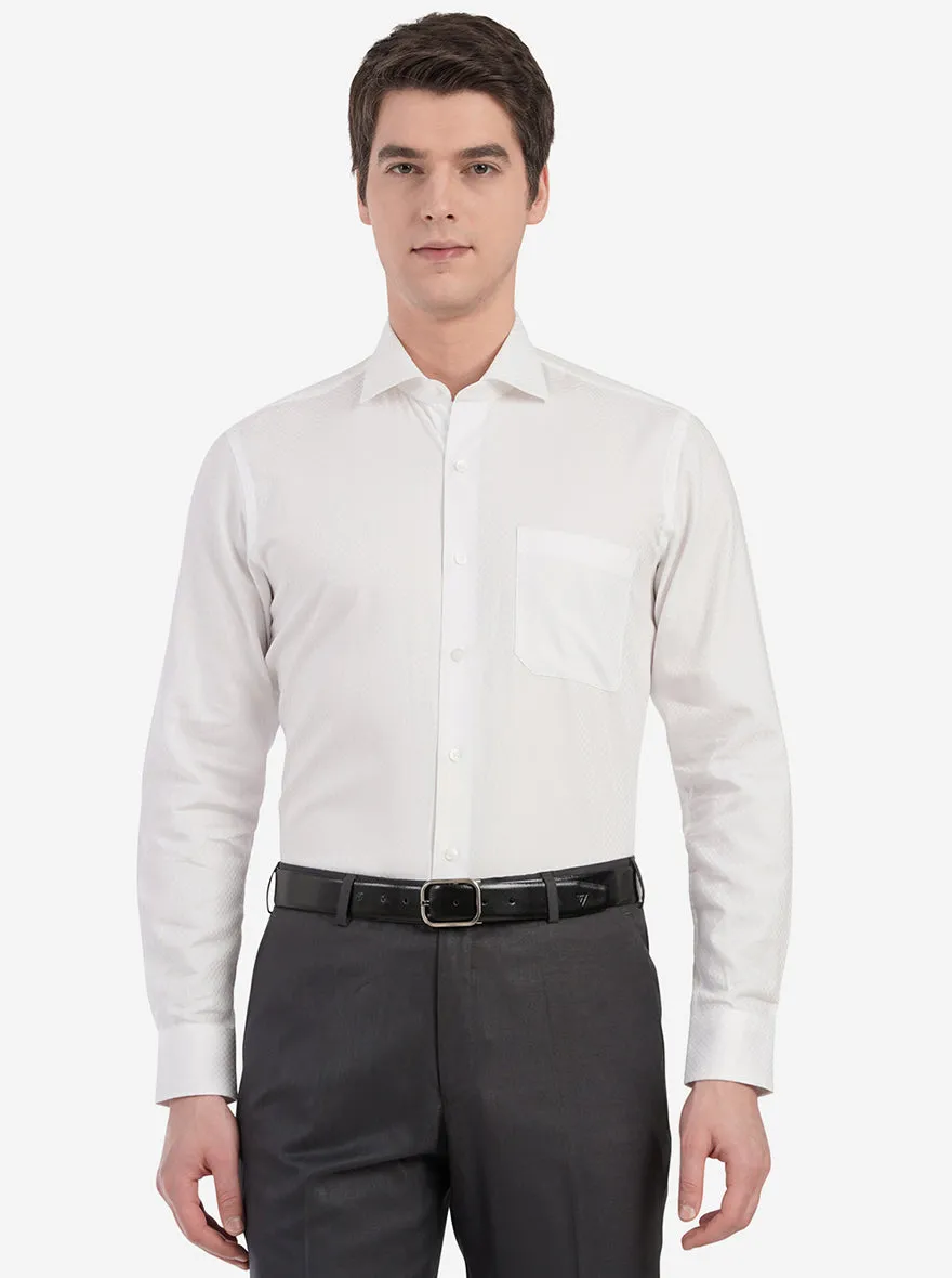 White Dobby Slim Fit Formal Shirt | Metal
