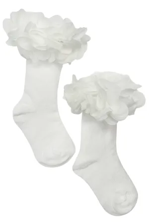 White Floral Tutu Knee High Socks