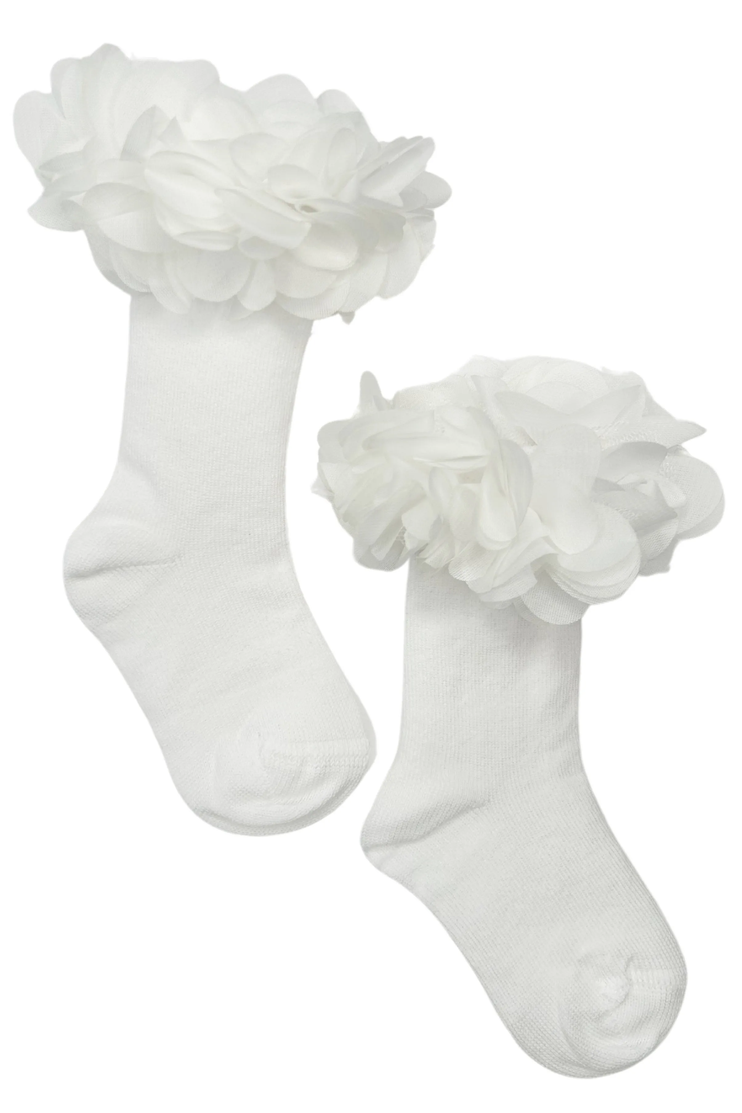 White Floral Tutu Knee High Socks