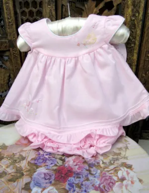 Will'beth Baby Girls Pink Open Back Ruffle 2pc Dress with Bloomers Preemie Newborn 3 6 9 Months