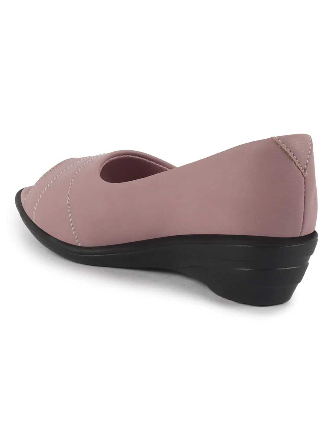 Women Pink Elegant Peep Toe Platform Wedge Heel Ballet | Formal Dress Ballerina Shoes | Office Open Toe Sandal | Anti Skid Sole