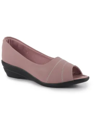Women Pink Elegant Peep Toe Platform Wedge Heel Ballet | Formal Dress Ballerina Shoes | Office Open Toe Sandal | Anti Skid Sole