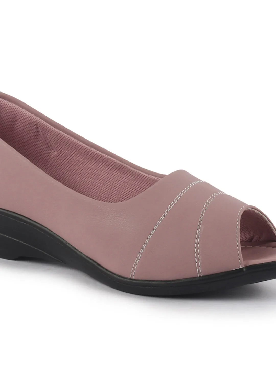 Women Pink Elegant Peep Toe Platform Wedge Heel Ballet | Formal Dress Ballerina Shoes | Office Open Toe Sandal | Anti Skid Sole