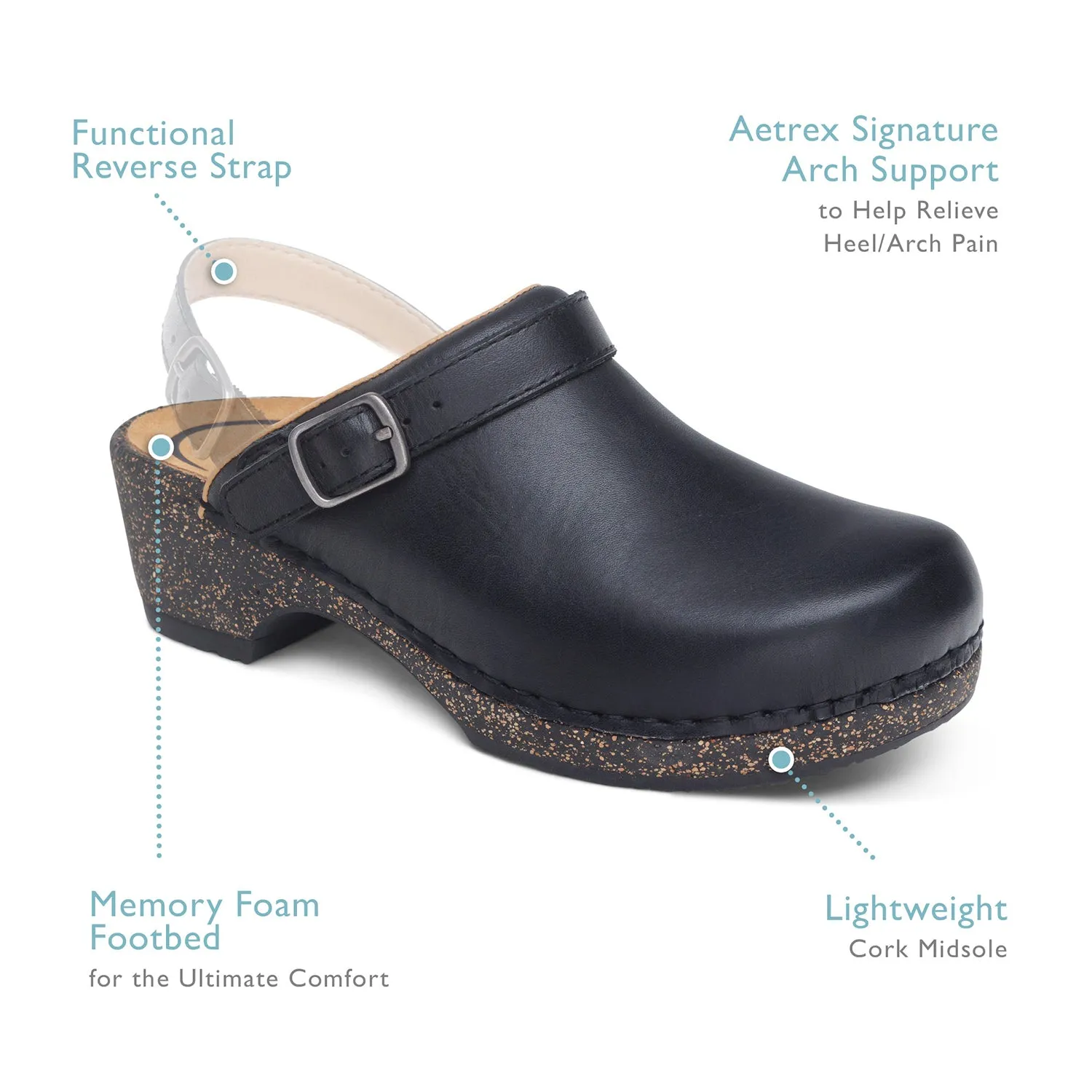 Women's Aetrex Beckie Black Leather