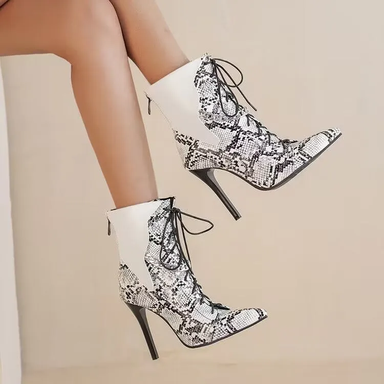Women's ankle Boots metal chain stiletto heels elegant comfortable