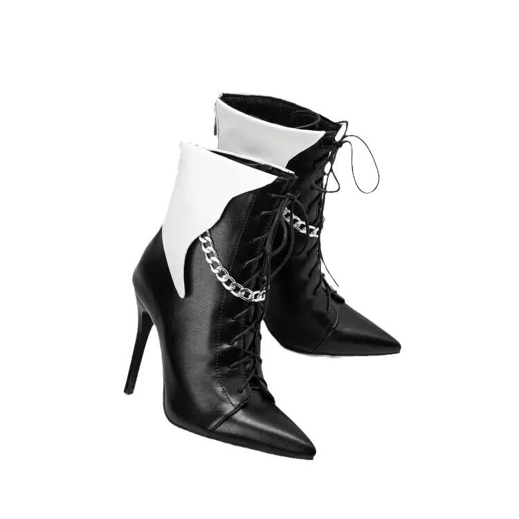 Women's ankle Boots metal chain stiletto heels elegant comfortable