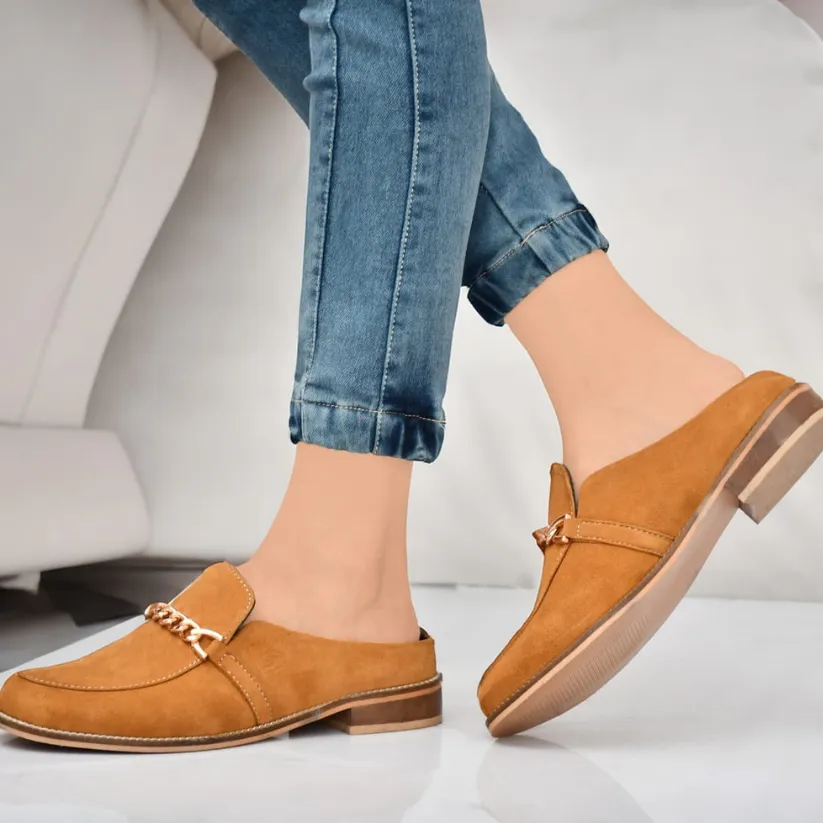 Women's leather loafers OF-6402 Tumbled