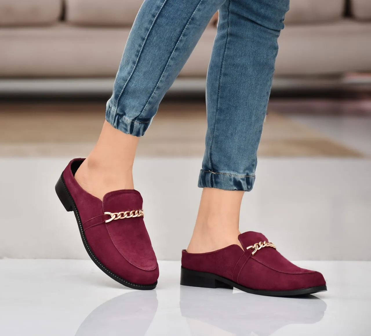 Women's leather loafers OF-6402 Tumbled