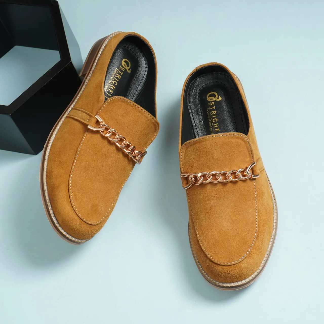 Women's leather loafers OF-6402 Tumbled